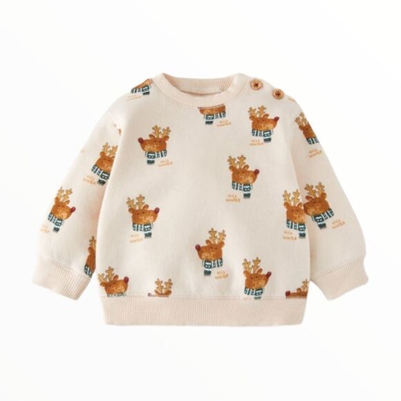 ZARA Kids | Cream | REINDEER SWEATSHIRT - Picture 2 of 7